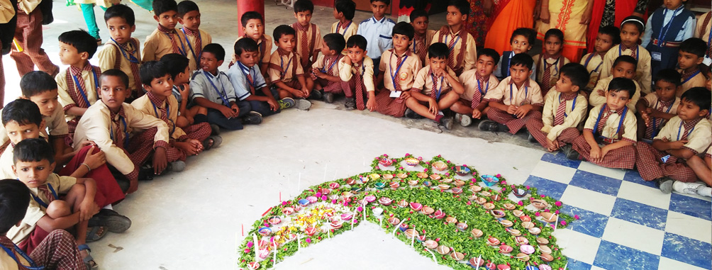 School children at a group celebration